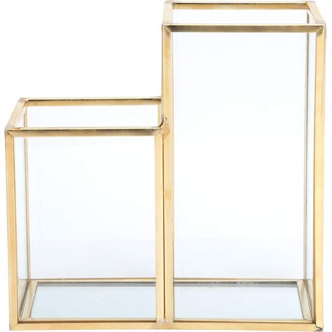 Conteneur De Stockage en Verre, Colonne Polygonale De Jardin, Barre en Laiton Doré, Boîte De Salle De Fleurs De Soudage (1/5)