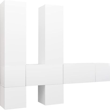 Maison Exclusive - 7-tlg. TV-Schrank-Set Weiß Holzwerkstoff (1/5)