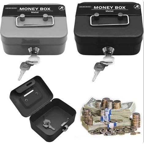 boîtes argentées verrouillables avec fente de sécurité : boîte en argent verrouillable petite boîte à monnaie avec clé mini canapé en métal pour pourboires pour enfants et adultes (1/5)