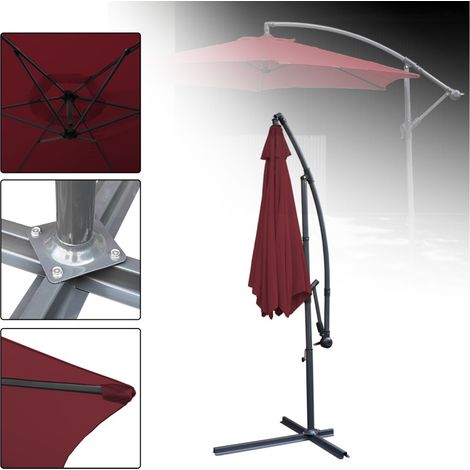 3.5m Parasol Parapluie de jardin Terrasse UV30+ Parasol de marché,Rouge (1/5)