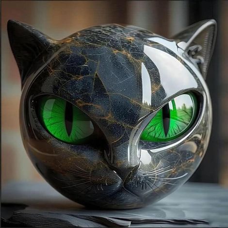 Sculpture en pierre représentant un chat noir, sculptée à la main dans du cristal, statue de guérison en forme de tête de chat, ornement de bureau pour les amoureux des chats.