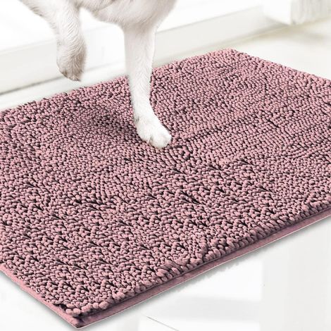 Paillasson et tapis pour animaux de compagnie en microfibre très absorbant, antidérapant, épais, lavable, en chenille douce, pour intérieur et extérieur, 90 x 150 cm - rose-ARCAN (1/5)