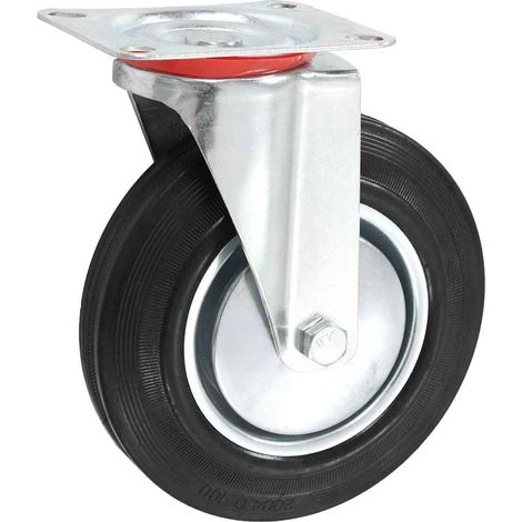 Lot de 12 Roulettes Pivotantes 200 mm pour Meuble et Chariot Caoutchouc Noir Charge 180 kg (1/5)