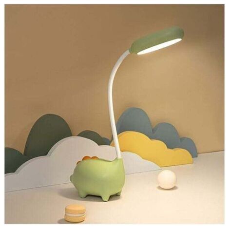 Unique Dinosaur Shaped Desk Lamp LED Night Light for Kids Wireless Charging Student Learning Eye Protection Lamp Green (1/4)