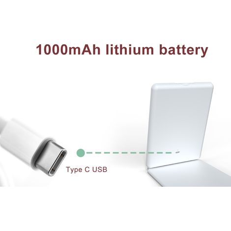 Ortviai Miroir de maquillage portable LED pliable avec grossissement 3X, 3 températures de lumière (3500K-5500K-7000K), réglage continu et recharge USB-C
