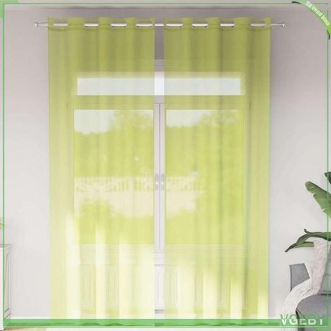 4102058 Rideaux en voile avec illets 2 pcs vert pomme 140x300 cm (1/5)