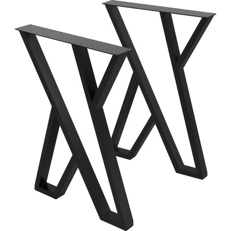 ML-Design Set 2 Gambe per Tavolo 50 x 5 x 71 cm Telaio Struttura in Acciaio Nero Design Industriale adatto per Panchine Tavolini da Caffè da Salotto Soggiorno Cucina Progetti DIY