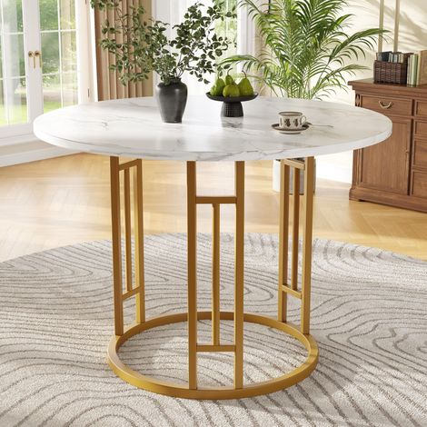 Table de salle à manger ronde (80×80×76 cm), table de cuisine, table basse ronde pour quatre personnes (1/5)