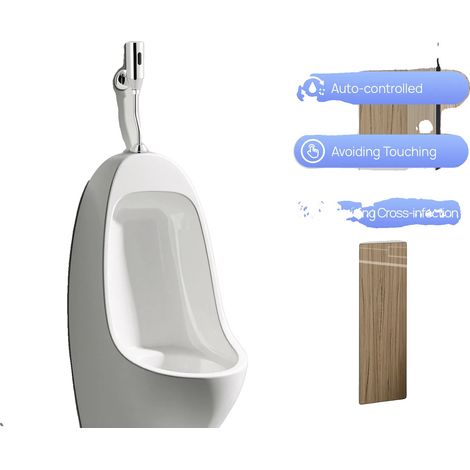 Urinal à capteur automatique, portée de détection 55-65 cm, alimentation DC 6V, hauteur totale 335 mm, matériau tout en cuivre (1/5)