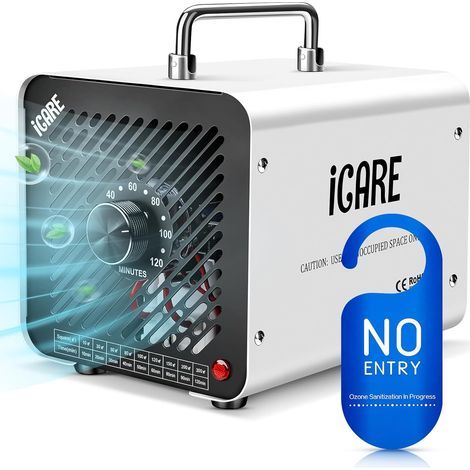 Ozongenerator (30.000 mg/h), Negativionengenerator, Geruchsneutralisator für Gewerbe und Industrie mit 120-Minuten-Timer für 300㎡ Zimmer