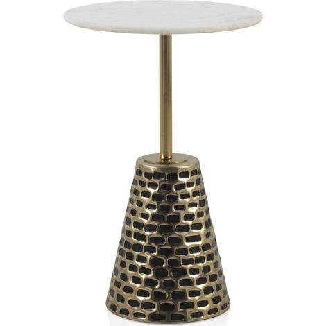 Table d'appoint design doré et marbre blanc élégance contemporaine - doré antique et marbre blanc (1/3)