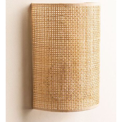 Applique murale LED en rotin tressé – Culot E-14 – Éclairage indirect moderne – Dimensions 22 cm x 19,5 cm x 9,5 cm (1/5)