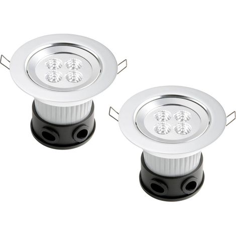 2er Set LED Deckeneinbaustrahler für Bad und Außenbereich, Ø 12,5cm, schwenkbar (1/5)