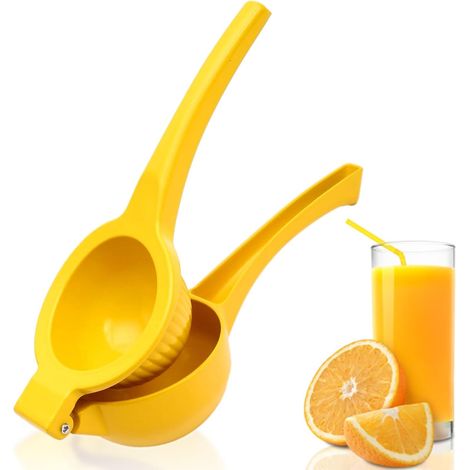 Presse-citron manuel (1 pièce), presse-citron, mini presse-agrumes en métal, presse-fruits manuel, ustensiles de cuisine, presse-citron portable, presse-agrumes, presse-agrumes de sécurité (jaune) (1/5)
