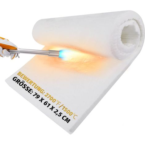 Couverture d'isolation en fibre de céramique, 1500 °C/2700 °F (79 x 61 x 2,5 cm), isolation ignifuge pour lave-vaisselle, fours, forgerons, chaudières, fours à pizza (1/5)