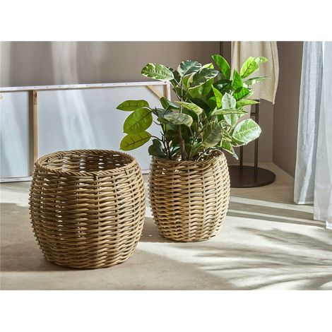 Pflanzgefäß aus Rattan-Imitat. 48D. 2er-Set. 48D x 41 cm.