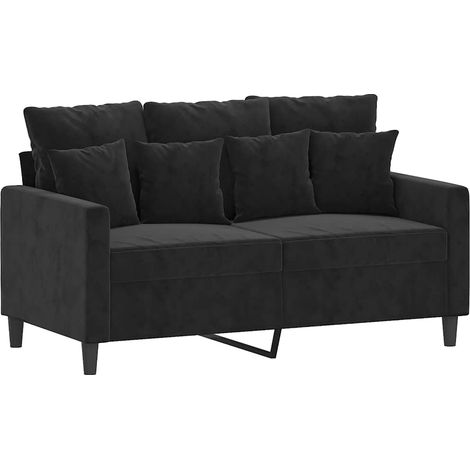 Divano a 2 Posti  Sofa Nero 120 cm in Velluto (1/5)
