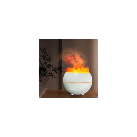 Humidificateur de lumière ambiante LED pierre sel, lampe de flamme en mode double et machine d'aromathérapie USB couleur gradient, Une combinaison deux en un lit nuit et humidificateur. (1/4)