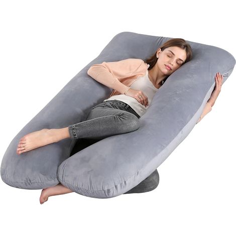 Almohada de embarazo, soporte para todo el cuerpo, funda extraíble, GRIS (1/2)