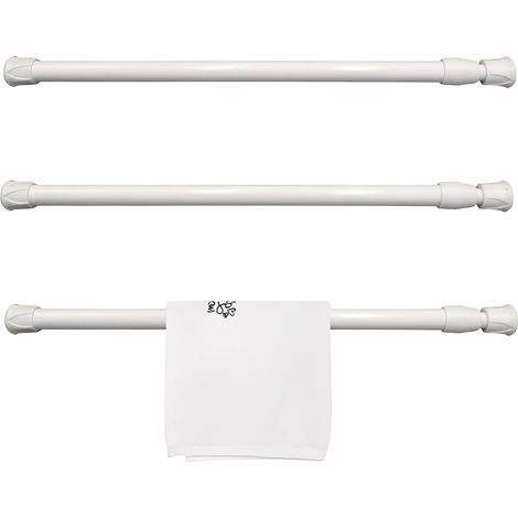 3 PCS Barre Extensible Sans Perçage,30-50 cm Barre Rideau Extensible,Tringle Entre 2 Murs avec Ressort pour Fenêtres,Armoires,Placards à Chaussures,Penderies, étagères (Blanc) (1/5)