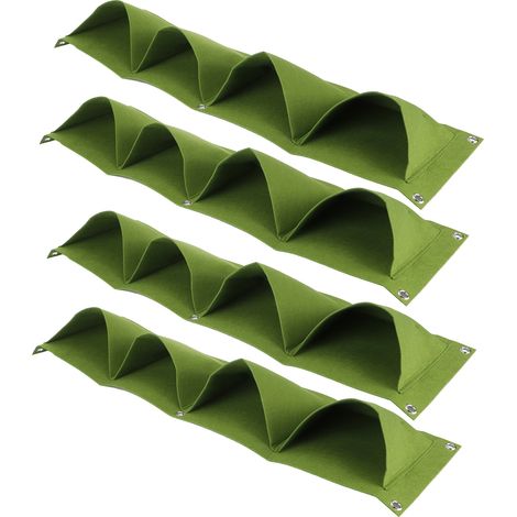 4 Sacs de Culture en Feltre 4 Pochettes, Planteur de Jardin Reutilisable et Biodégradable à Suspendre au Mur