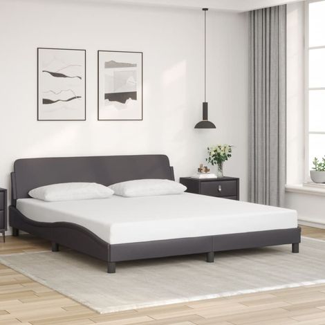 Lit Double,Lit Adulte,Cadre de lit avec tête de lit Gris 180x200 cm Similicuir CFW475564 CFW334076 (1/5)