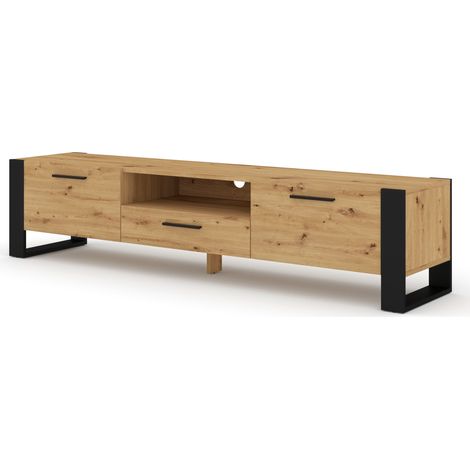 Mueble de TV NUKA 200 cm de estilo industrial roble artesanal / negro mate (1/6)