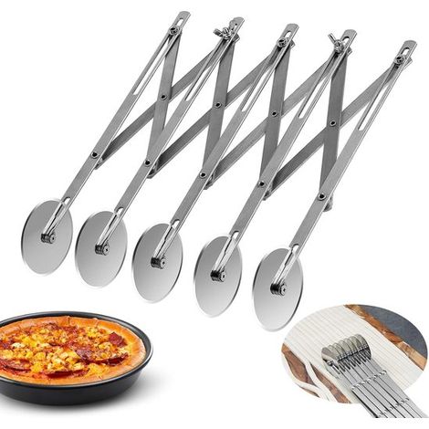 Tagliapizza, tagliapizza regolabile, ruote multiple, tagliaimpasto in acciaio inox, tagliapizza multifunzionale per la cottura in cucina, 5 ruote (1/5)
