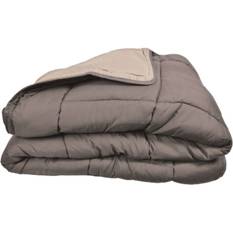 Couette légère réversible bicolore en microfibre 200 gr/m² Taupe 240x260 cm