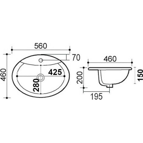 Lavabo soprapiano 56x46 cm LS66 bianco (1/7)