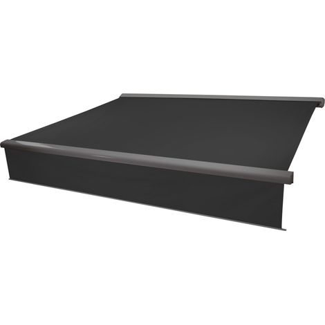 [NEUWERTIG] Elektrische Vollkassetten-Markise HHG-606, 5x3m ausfahrbarer Volant Polyester anthrazit, grau