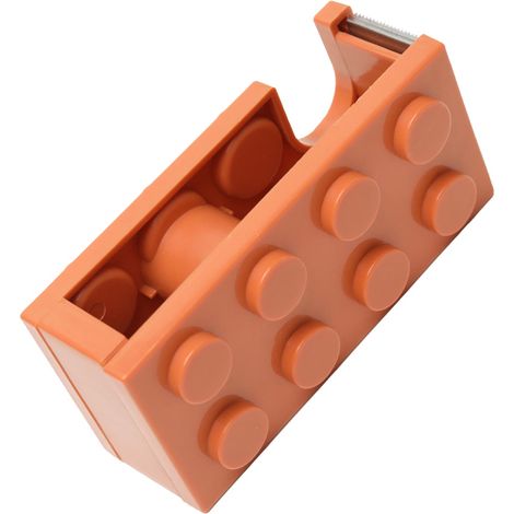 Ruban adhésif distributeur mignon forme brique, coupe facile, support de ruban pour bureau école étude chambre orange (1/5)