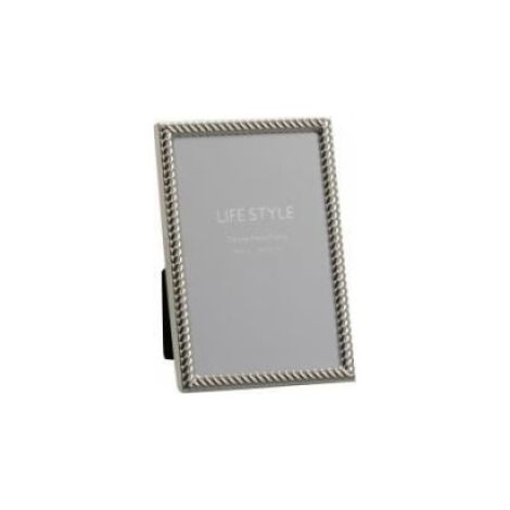 CADRE PHOTO LIGNES OBLIQUES 10X15 METAL ARGENT SMALL