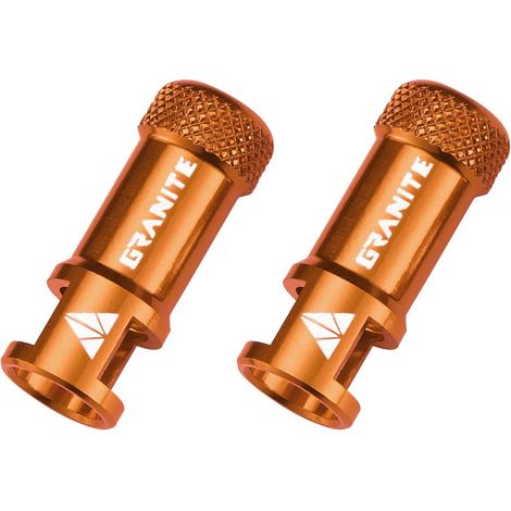 Capuchons de Valve Granite avec Fonction de Retrait du Noyau de Valve, Capuchons de Protection de Pneu de Vélo Faciles à Utiliser (Orange)  alliage 6061, finition anodisée moletée, fait aussi bouchon  (1/5)
