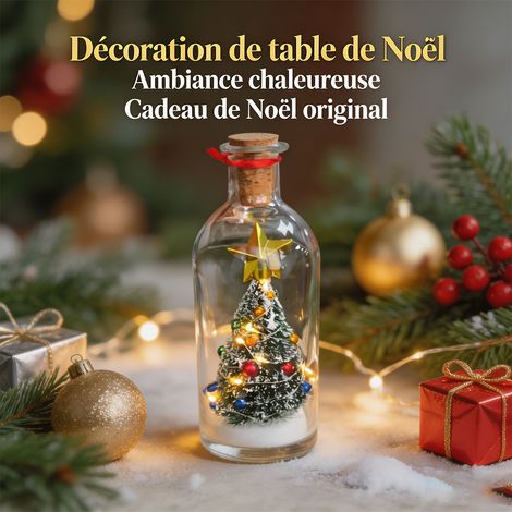 Bouteille de Noël sonore et lumineuse en forme de sapin vert, fonction enregistrement de message, décoration d’ambiance festive pour maison, 20×6,8×6,8cm avec bouchon, vert (1/5)