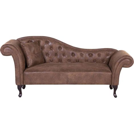 Left-Hand Chaise Lounge LATTES Faux Suede Light Brown (1/5)