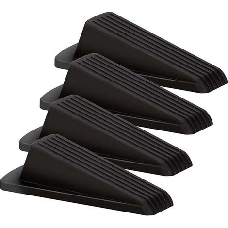 Arrêts de Portes Lot de 4 Silicone Butée de Porte Antidérapante Cale Porte Sol Protection de Portes pour Patio extérieur, Maisons, Ecoles, Bureaux, Garage Noir (1/4)