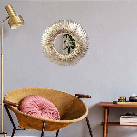 Miroir - HOME DECO FACTORY - Plumes Dorées - Ultra-design - Or (1/5)