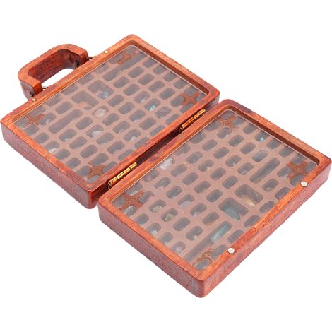Boîte Vitrine pour Minéraux et Cristaux - Collection de Pierres avec Compartiments en Bois, Organisateur de Rangement Compact 10x7cm (1/5)