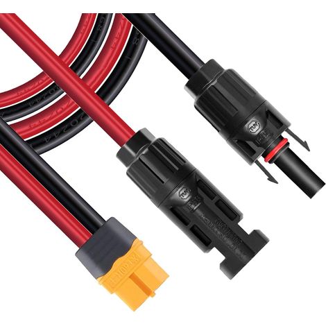 Connecteur solaire vers XT60 Adaptateur Panneau solaire Câble d'extension 12AWG Câble Compatible pour DELTA 2 River 2 Max Pro Mini générateur solaire Powerstation (0.6M) (1/5)