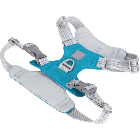 Laisse pour animaux de compagnie avec harnais à bandes réfléchissantes, réglable, en tissu Oxford, anti-explosion, pour chat et chien (cyan XL) (1/5)