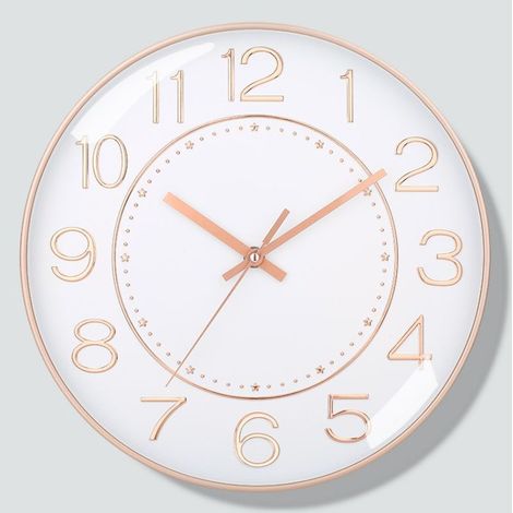 Horloge murale silencieuse de 8 pouces lettrage doré, horloge murale de salon à la mode, horloge à quartz silencieuse simple pour la maison (1/3)