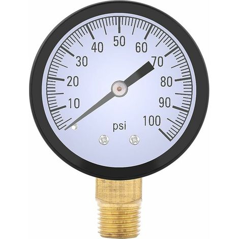 0-100PSI 1/4" BSPT filetage Manomètre de pression pour Eau Huile Air, Manomètre de haute précision, (1/5)