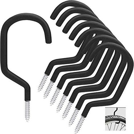 Crochet de vélo 8 pièces, support de vélo adapté à une utilisation polyvalente, à visser, pour abri, garage, jardin, revêtement plastique pour support mural/plafond (1/5)