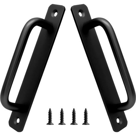 Lot de 2 poignées de porte coulissante en alliage d'aluminium, trou central de 128 mm, pour cuisine, armoire, salle de bain, placard, longueur 15 cm (noir) (1/4)