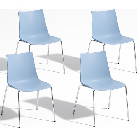 Chaise design, Lot de 4 chaises de salon Zebra Scab Design Bleu en Plastique, Scab design (1/5)