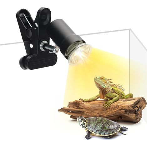 Lampe chauffante pour reptiles, rotative à 360°, équipée de deux lampes chauffantes de 50 W, adaptée aux amphibiens - 1 unité (1/4)