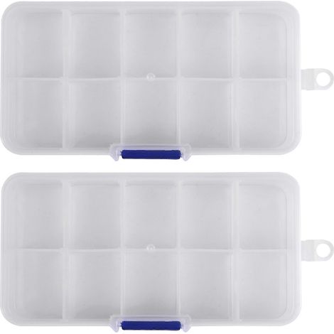 Durchsichtige Aufbewahrungsbox aus Kunststoff mit 10 Fächern (2 x 10) für Perlen, Schmuckwerkzeuge und kleine Accessoires. (1/5)