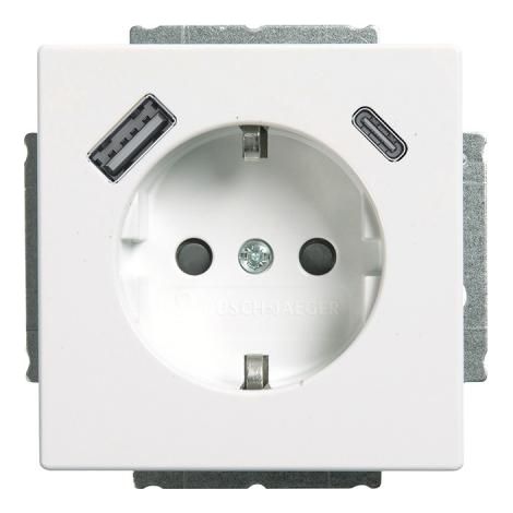 BUSCH-JAEGER 20 EUCB2USBAC-84 SCHUKO®-/USB-A+C PRISE DE COURANT SAFETY+ BLANC STUDIO PLATE-FORME 63 2CKA002011A6306