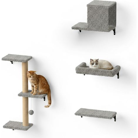 Parco Giochi Verticale Da Parete Per Gatti - Percorso A Muro In Legno Multistrato E Sisal Naturale - Parete Attrezzata Salvaspazio Con Rivestimento Morbido